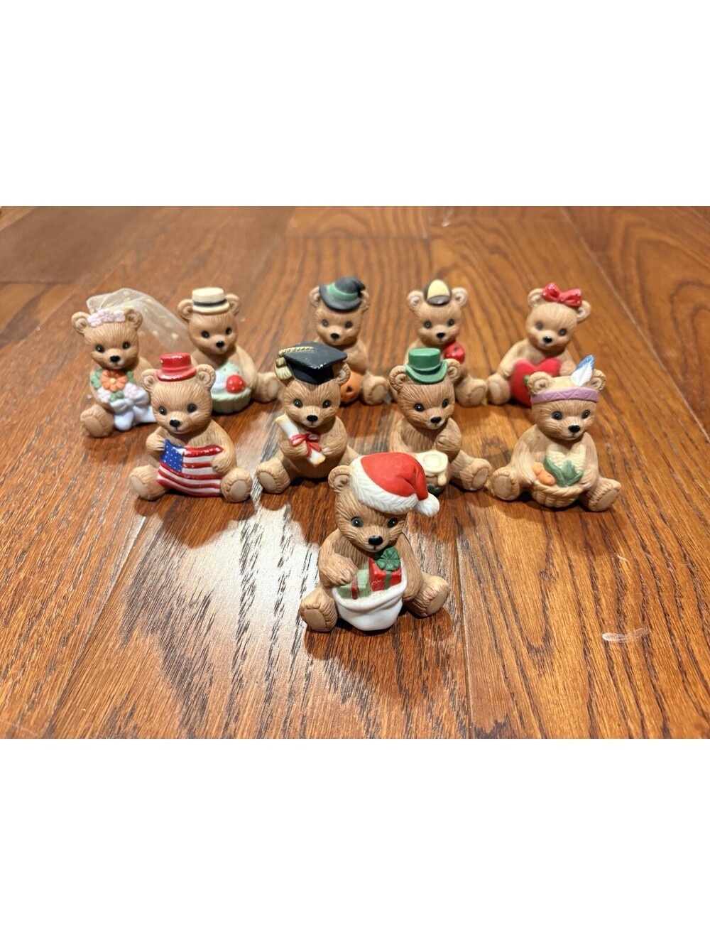 Homco Vintage Teddy Bear #1413 Holiday Seasonal Set of 10 Months, 2.25"